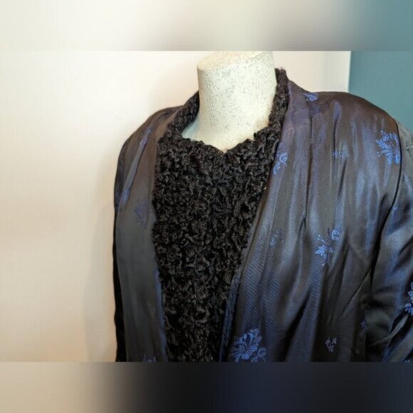Vintage mid century Reversible Persian lamb, mink and silk coat Size 12 L - Picture 4 of 15